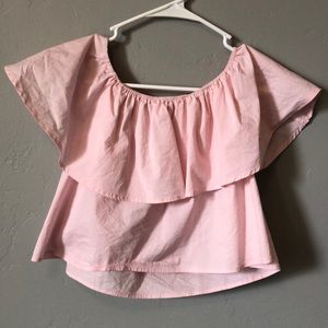 pink off the shoulder crop top forever 21